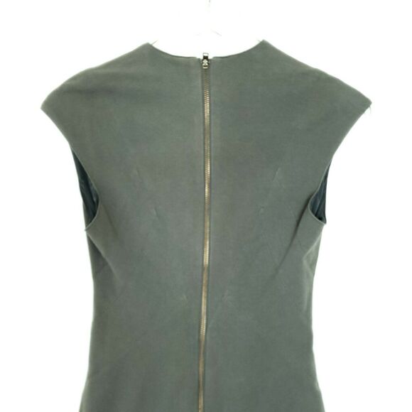 Helmut Lang V-Neck Asymmetrical Mini Dress M Green-Gray Asymmetrical Bodycon - Picture 3 of 8